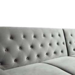 Hanney Chesterfield Chaise Sofabed In Grey Velvet 32 Hanney Chesterfield Chaise Sofabed In Grey Velvet -Daals Store AYSF 012 GREY VEL detail2
