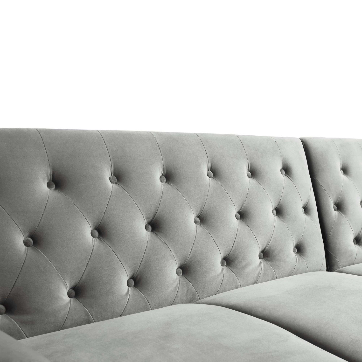 Hanney Chesterfield Chaise Sofabed In Grey Velvet 15 Hanney Chesterfield Chaise Sofabed In Grey Velvet - Image 15