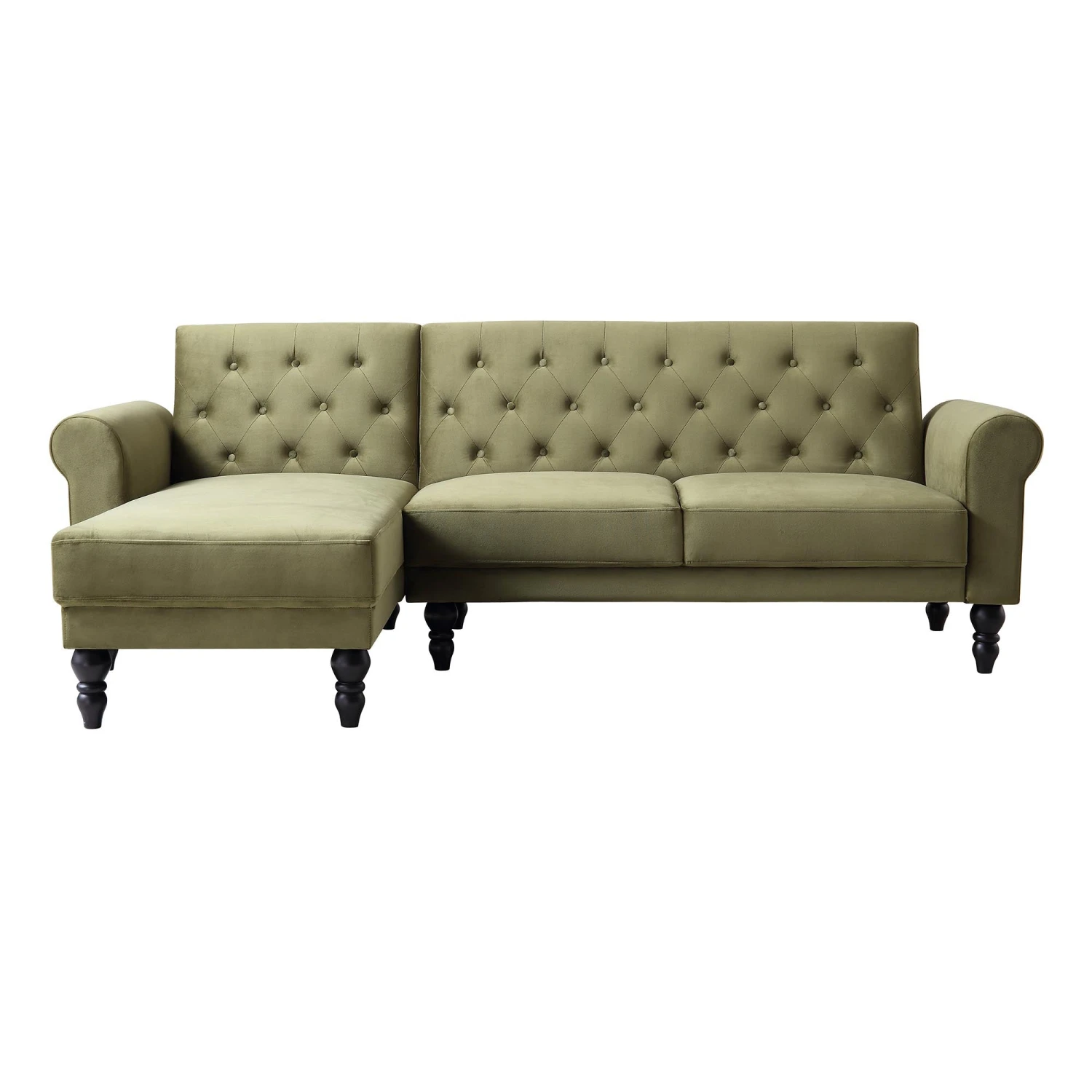 Hanney Chesterfield Chaise Sofabed In Moss Green Velvet 4 Hanney Chesterfield Chaise Sofabed In Moss Green Velvet - Image 4
