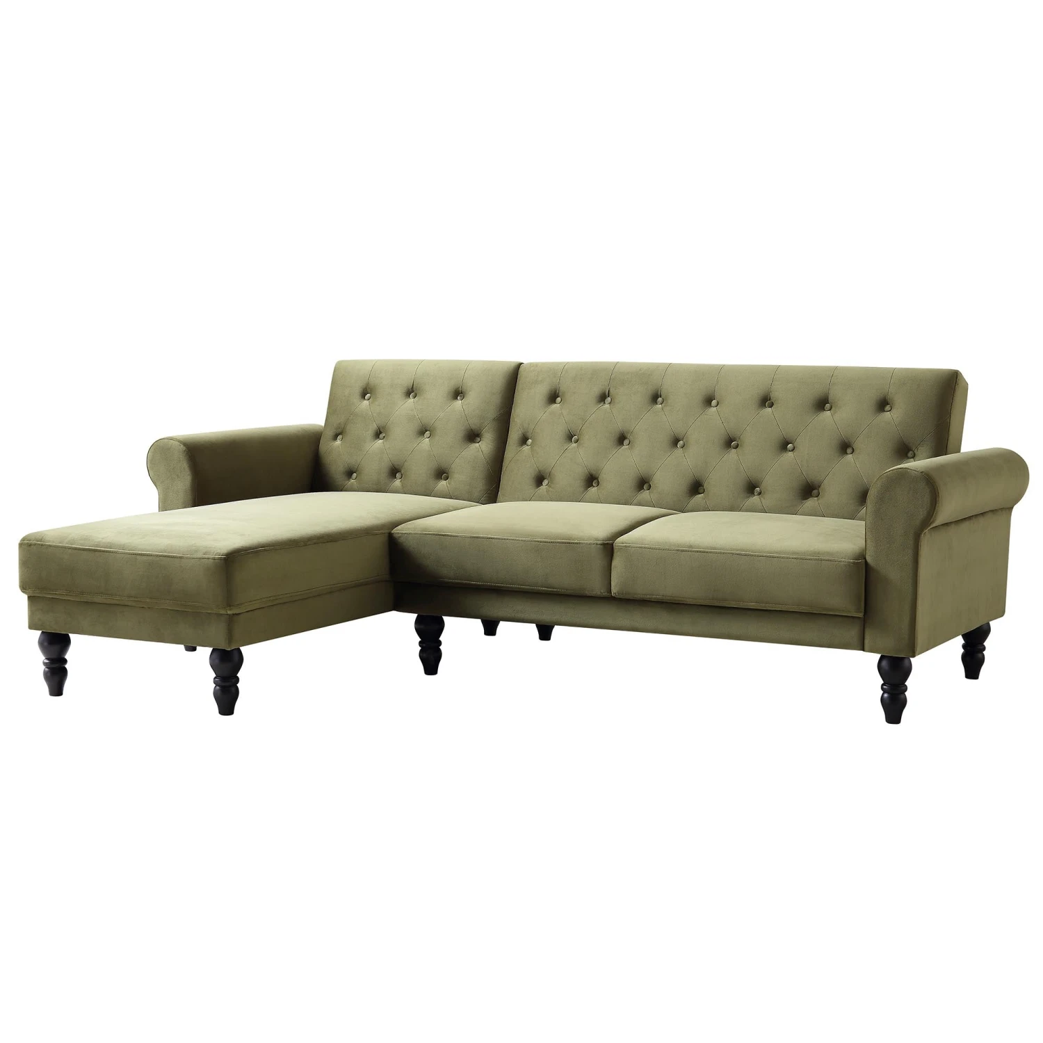 Hanney Chesterfield Chaise Sofabed In Moss Green Velvet 5 Hanney Chesterfield Chaise Sofabed In Moss Green Velvet - Image 5