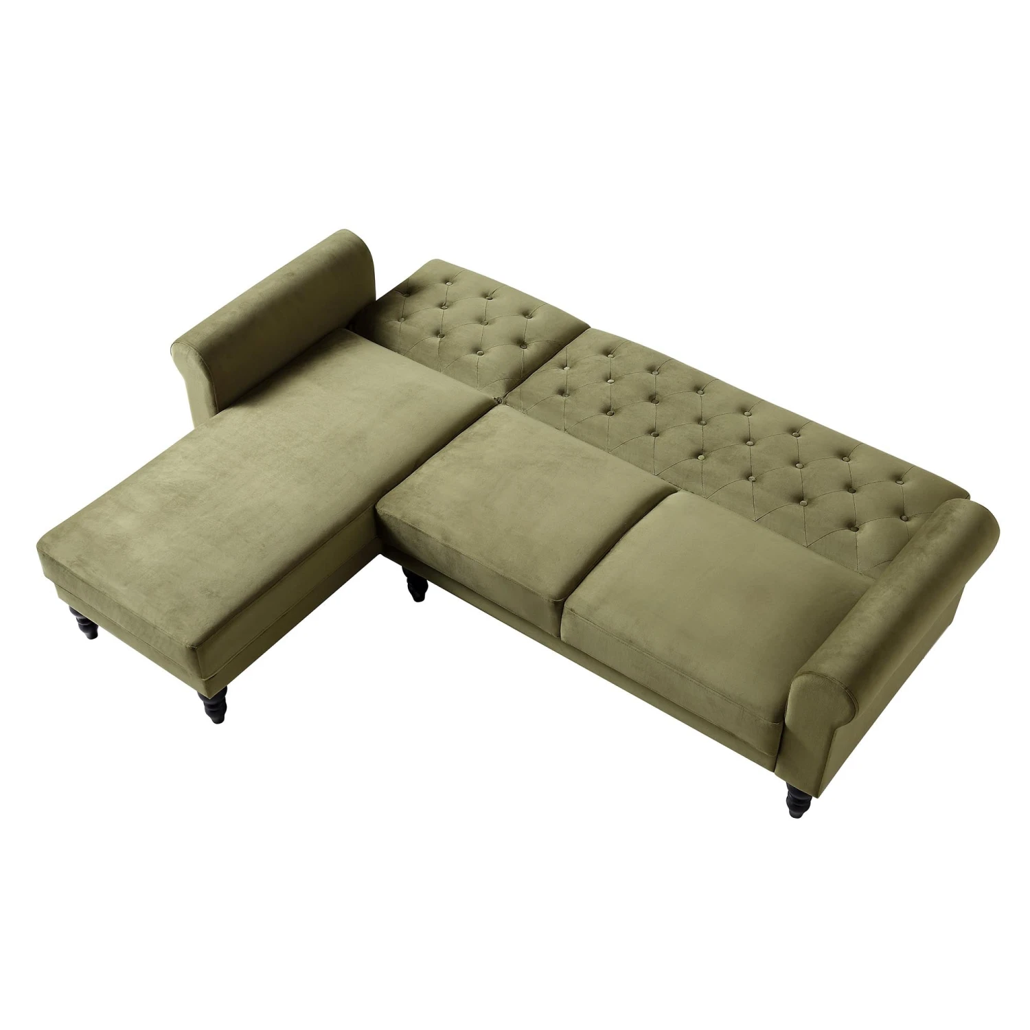 Hanney Chesterfield Chaise Sofabed In Moss Green Velvet 9 Hanney Chesterfield Chaise Sofabed In Moss Green Velvet - Image 9