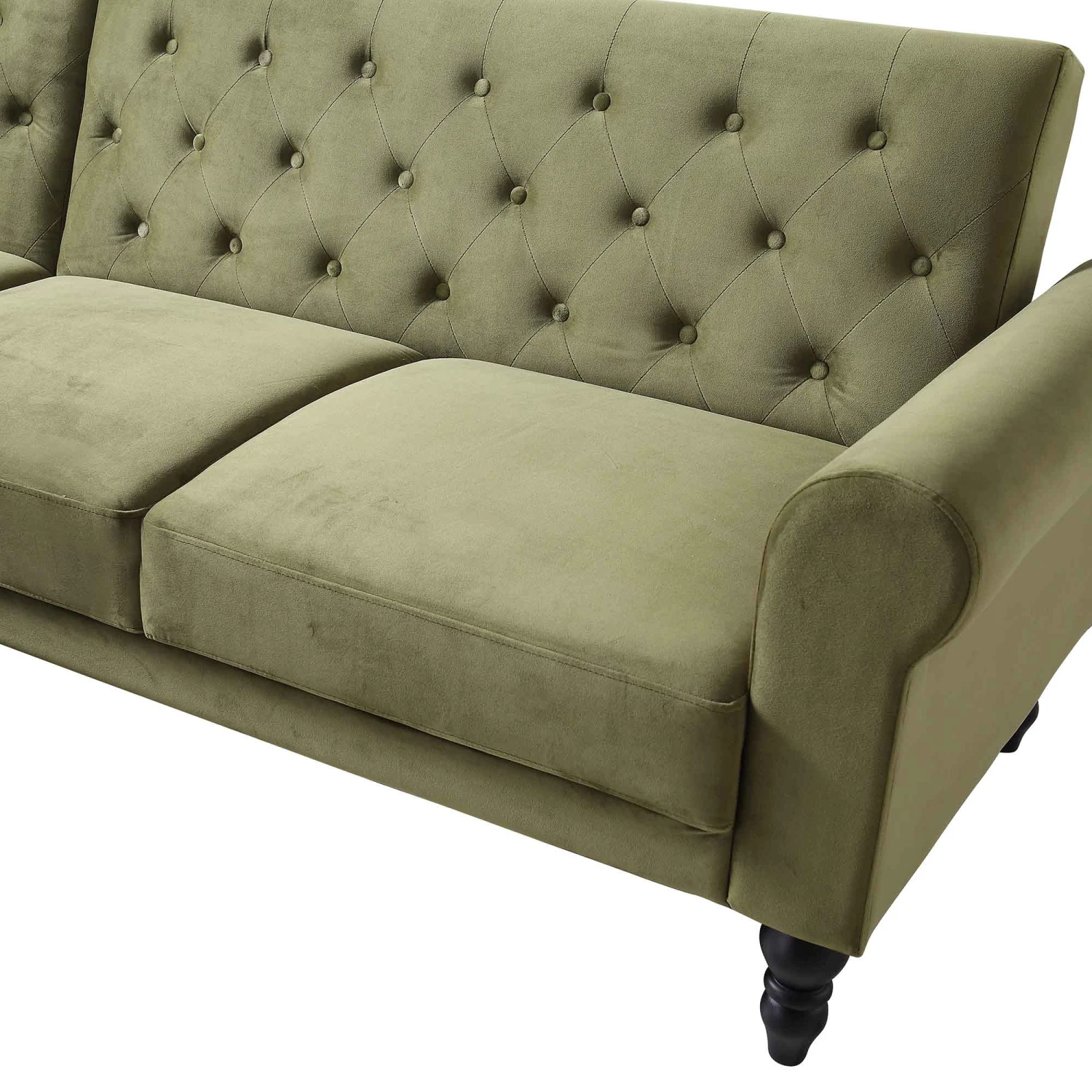 Hanney Chesterfield Chaise Sofabed In Moss Green Velvet 14 Hanney Chesterfield Chaise Sofabed In Moss Green Velvet - Image 14