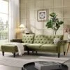 Hanney Chesterfield Chaise Sofabed In Moss Green Velvet