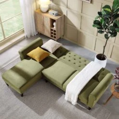 Hanney Chesterfield Chaise Sofabed In Moss Green Velvet 19 Hanney Chesterfield Chaise Sofabed In Moss Green Velvet -Daals Store AYSF 012 MOSSGREEN VEL scene2