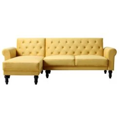 Hanney Chesterfield Chaise Sofabed In Mustard Yellow Velvet 21 Hanney Chesterfield Chaise Sofabed In Mustard Yellow Velvet -Daals Store AYSF 012 MUSTARD VEL WB1