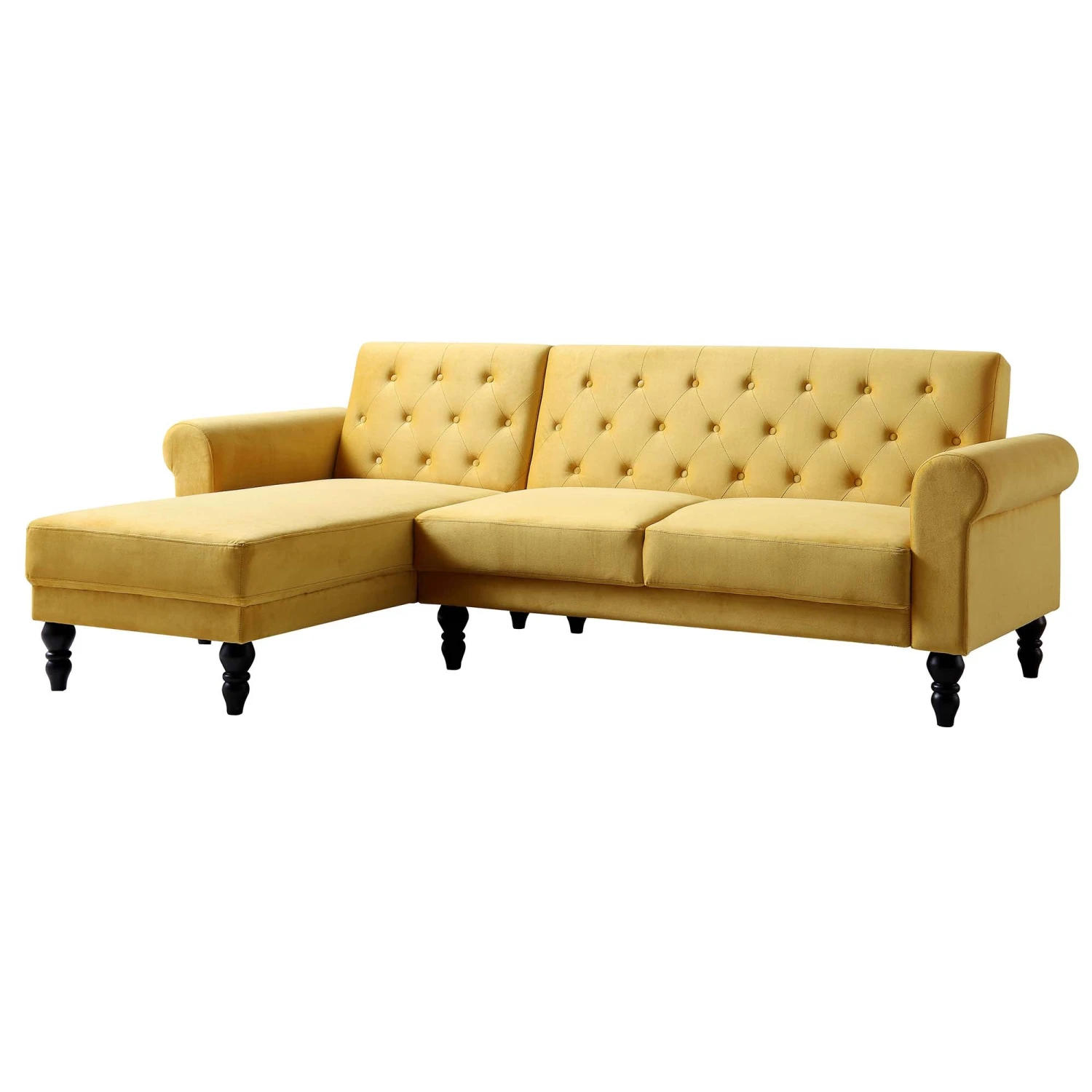 Hanney Chesterfield Chaise Sofabed In Mustard Yellow Velvet 5 Hanney Chesterfield Chaise Sofabed In Mustard Yellow Velvet - Image 5
