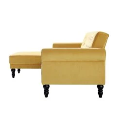 Hanney Chesterfield Chaise Sofabed In Mustard Yellow Velvet 24 Hanney Chesterfield Chaise Sofabed In Mustard Yellow Velvet -Daals Store AYSF 012 MUSTARD VEL WB3