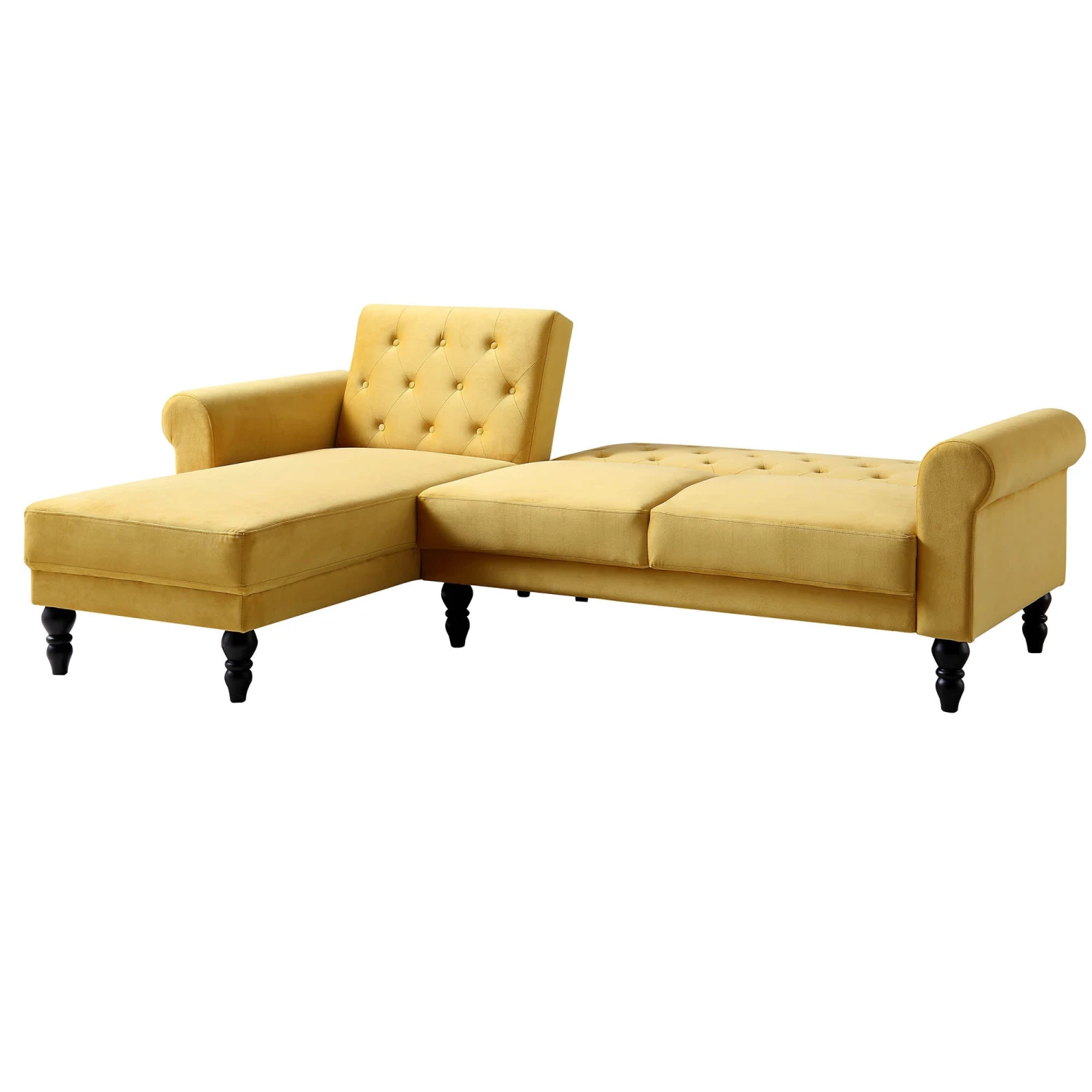Hanney Chesterfield Chaise Sofabed In Mustard Yellow Velvet 8 Hanney Chesterfield Chaise Sofabed In Mustard Yellow Velvet - Image 8