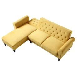 Hanney Chesterfield Chaise Sofabed In Mustard Yellow Velvet 27 Hanney Chesterfield Chaise Sofabed In Mustard Yellow Velvet -Daals Store AYSF 012 MUSTARD VEL WB6