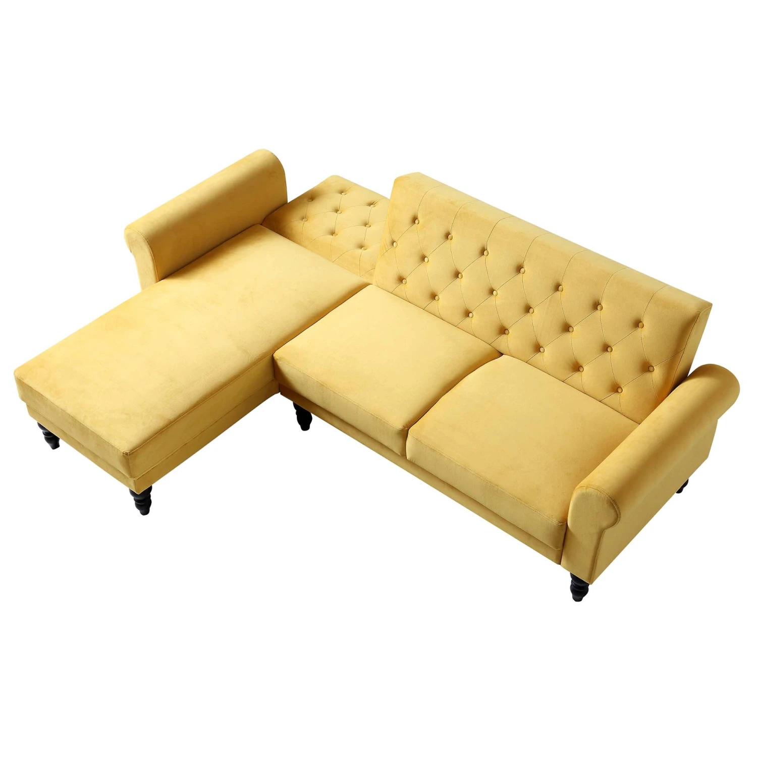 Hanney Chesterfield Chaise Sofabed In Mustard Yellow Velvet 10 Hanney Chesterfield Chaise Sofabed In Mustard Yellow Velvet - Image 10