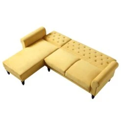 Hanney Chesterfield Chaise Sofabed In Mustard Yellow Velvet 28 Hanney Chesterfield Chaise Sofabed In Mustard Yellow Velvet -Daals Store AYSF 012 MUSTARD VEL WB7