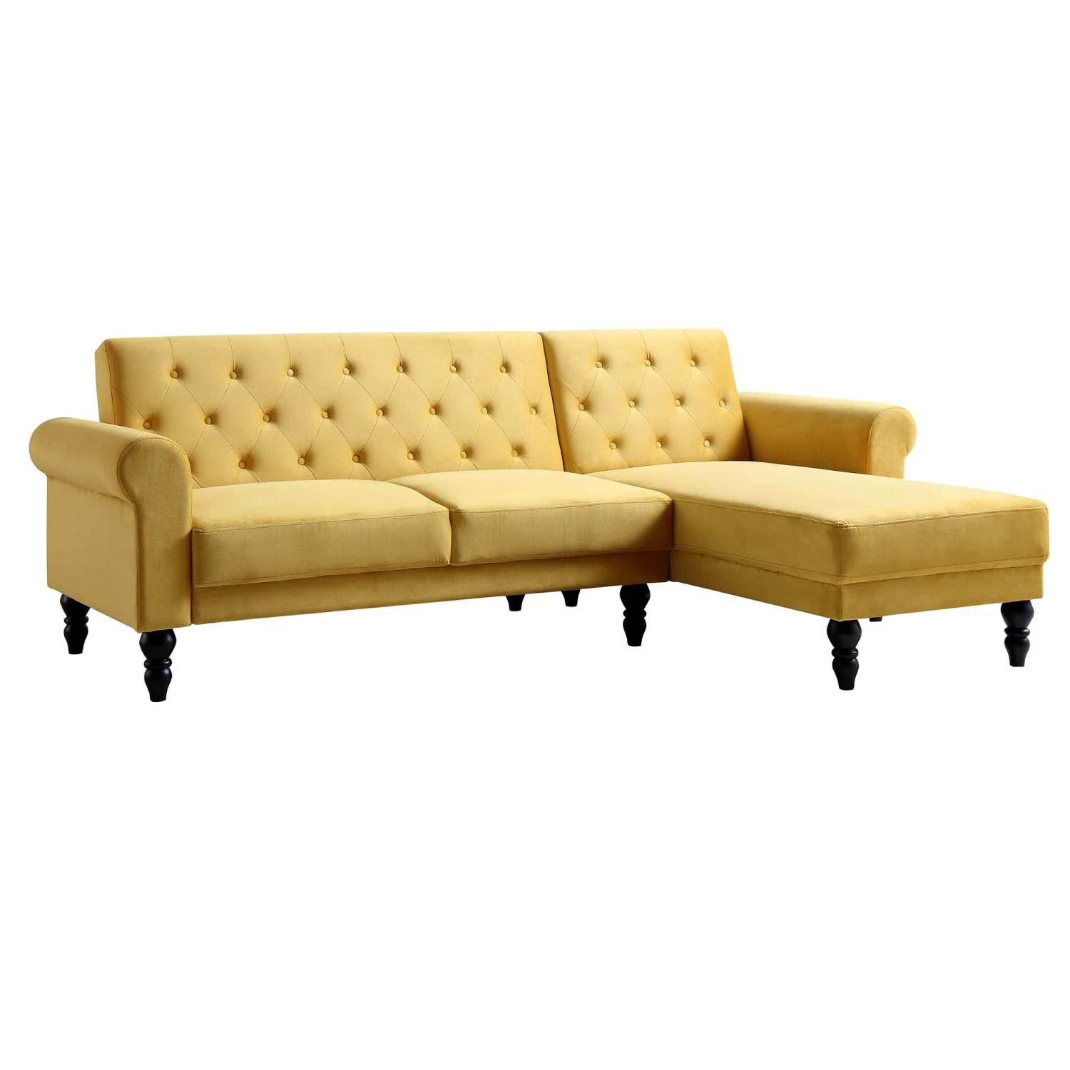 Hanney Chesterfield Chaise Sofabed In Mustard Yellow Velvet 13 Hanney Chesterfield Chaise Sofabed In Mustard Yellow Velvet - Image 13