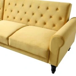 Hanney Chesterfield Chaise Sofabed In Mustard Yellow Velvet 32 Hanney Chesterfield Chaise Sofabed In Mustard Yellow Velvet -Daals Store AYSF 012 MUSTARD VEL detail1