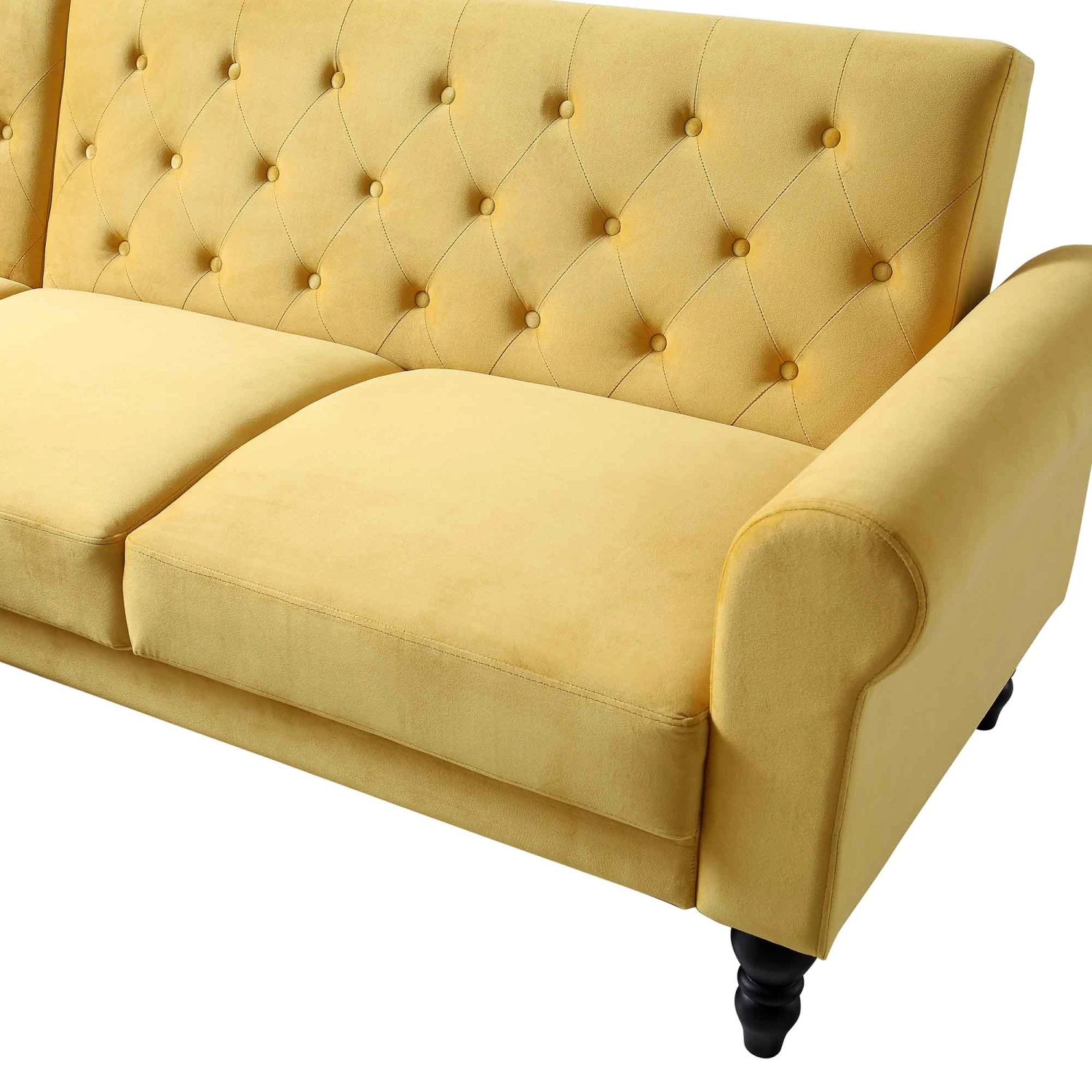 Hanney Chesterfield Chaise Sofabed In Mustard Yellow Velvet 15 Hanney Chesterfield Chaise Sofabed In Mustard Yellow Velvet - Image 15