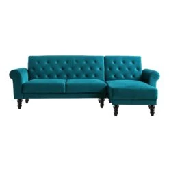Hanney Chesterfield Chaise Sofabed In Teal Velvet 22 Hanney Chesterfield Chaise Sofabed In Teal Velvet -Daals Store AYSF 012 TEAL VEL WB2