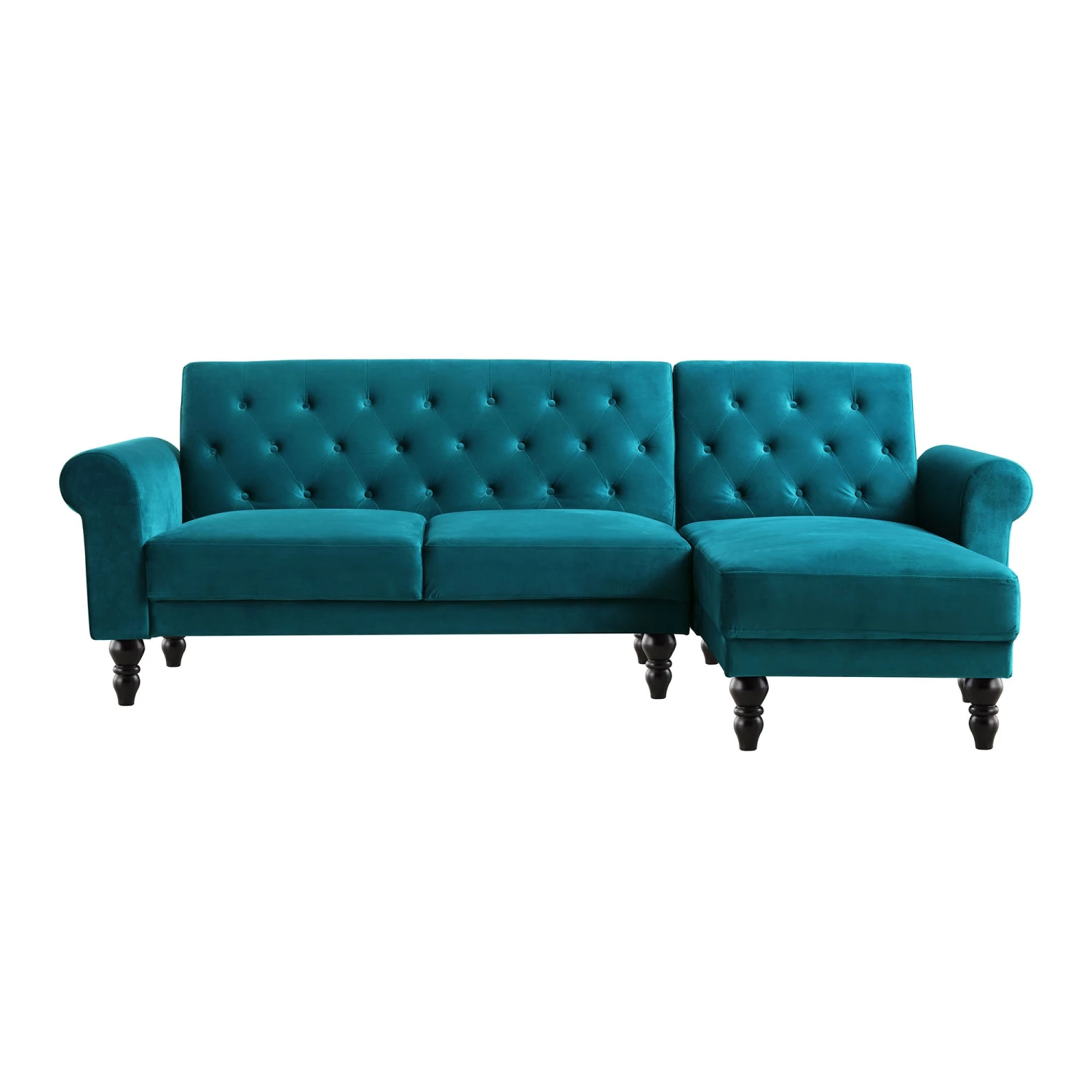 Hanney Chesterfield Chaise Sofabed In Teal Velvet 5 Hanney Chesterfield Chaise Sofabed In Teal Velvet - Image 5