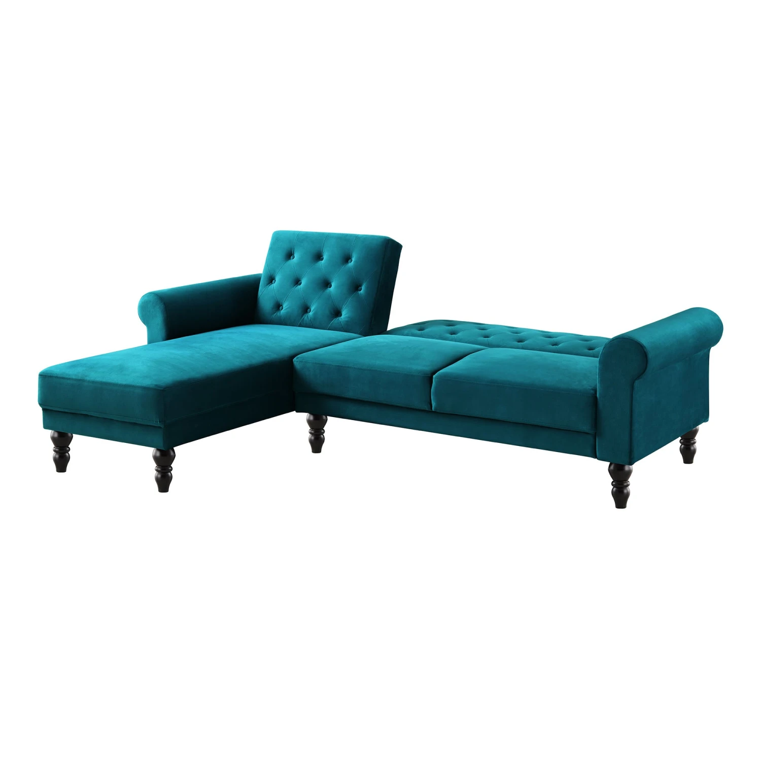 Hanney Chesterfield Chaise Sofabed In Teal Velvet 7 Hanney Chesterfield Chaise Sofabed In Teal Velvet - Image 7