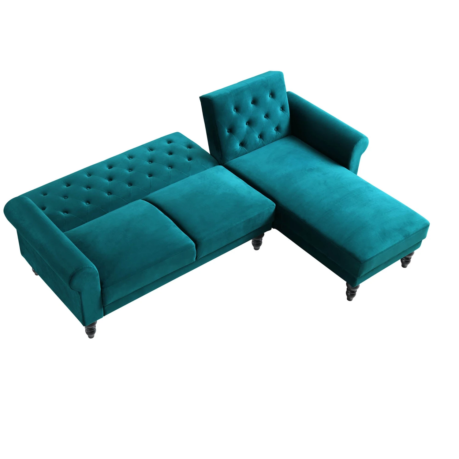 Hanney Chesterfield Chaise Sofabed In Teal Velvet 8 Hanney Chesterfield Chaise Sofabed In Teal Velvet - Image 8