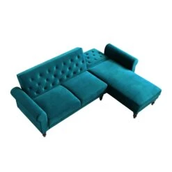 Hanney Chesterfield Chaise Sofabed In Teal Velvet 26 Hanney Chesterfield Chaise Sofabed In Teal Velvet -Daals Store AYSF 012 TEAL VEL WB5