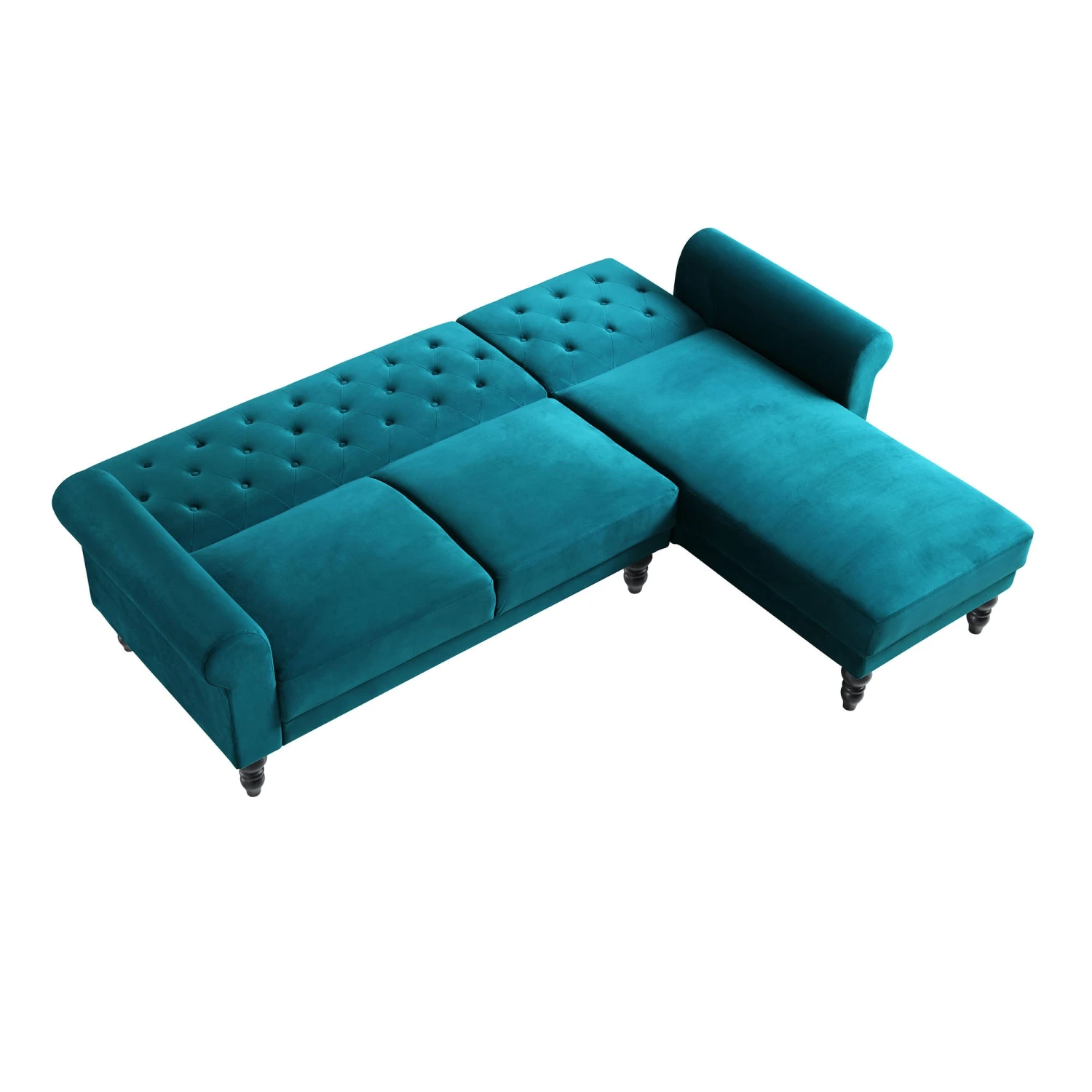 Hanney Chesterfield Chaise Sofabed In Teal Velvet 10 Hanney Chesterfield Chaise Sofabed In Teal Velvet - Image 10