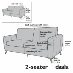 Noak 2-Seater Grey Faux Leather Sofa With Chrome Legs 19 Noak 2-Seater Grey Faux Leather Sofa With Chrome Legs -Daals Store AYSF 014 2ST CHART 1