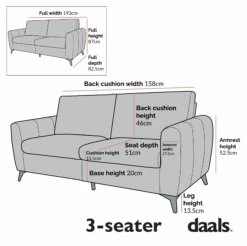 Noak 3-Seater Grey Faux Leather Sofa With Chrome Legs 19 Noak 3-Seater Grey Faux Leather Sofa With Chrome Legs -Daals Store AYSF 014 3ST CHART 2