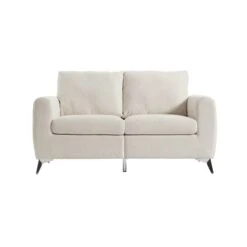 Noak 2-Seater Beige Woven Fabric Sofa With Chrome Legs 17 Noak 2-Seater Beige Woven Fabric Sofa With Chrome Legs -Daals Store AYSF 014 BEIGE WOVEN 2ST WB1