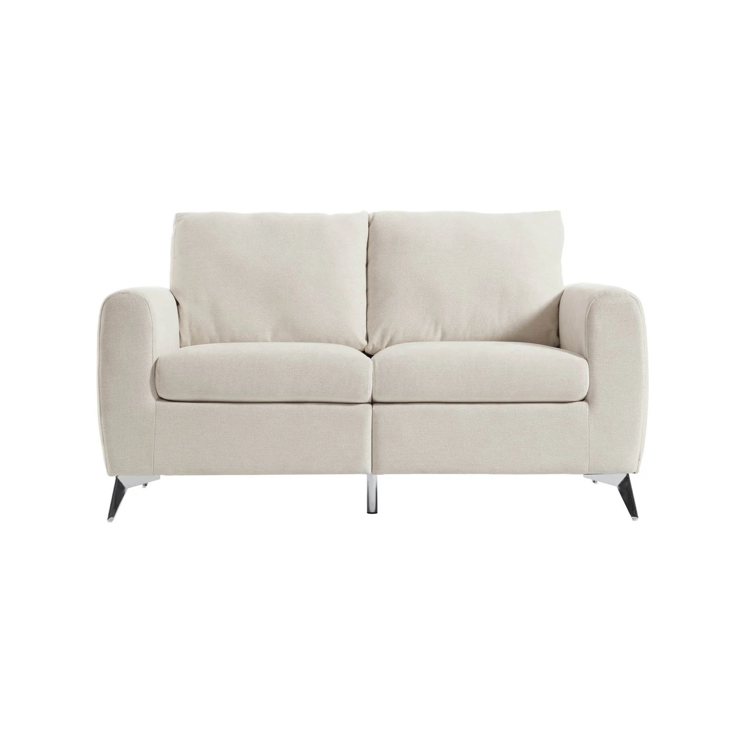 Noak 2-Seater Beige Woven Fabric Sofa With Chrome Legs 4 Noak 2-Seater Beige Woven Fabric Sofa With Chrome Legs - Image 4