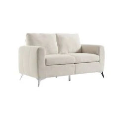 Noak 2-Seater Beige Woven Fabric Sofa With Chrome Legs 18 Noak 2-Seater Beige Woven Fabric Sofa With Chrome Legs -Daals Store AYSF 014 BEIGE WOVEN 2ST WB2