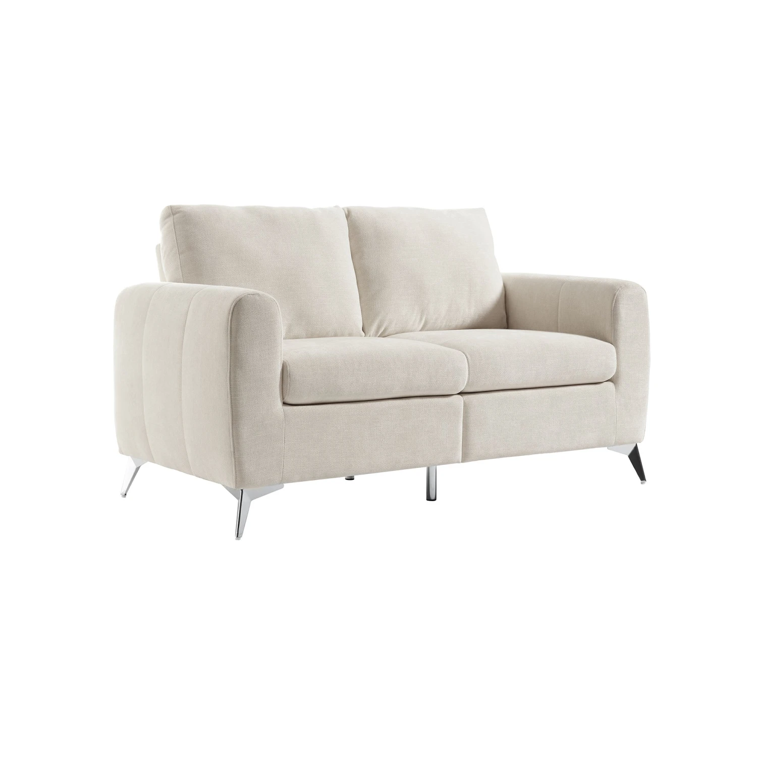 Noak 2-Seater Beige Woven Fabric Sofa With Chrome Legs 5 Noak 2-Seater Beige Woven Fabric Sofa With Chrome Legs - Image 5