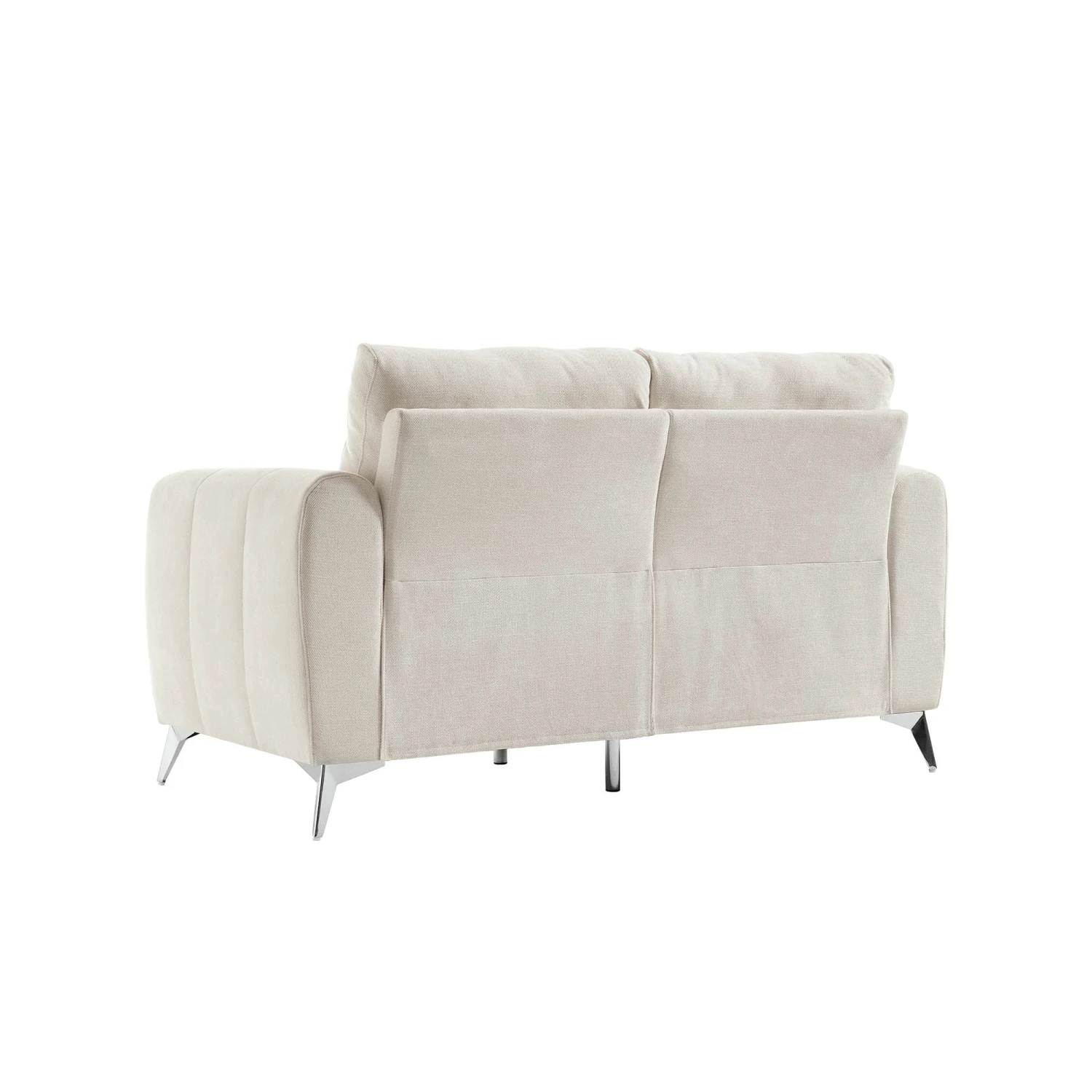Noak 2-Seater Beige Woven Fabric Sofa With Chrome Legs 7 Noak 2-Seater Beige Woven Fabric Sofa With Chrome Legs - Image 7