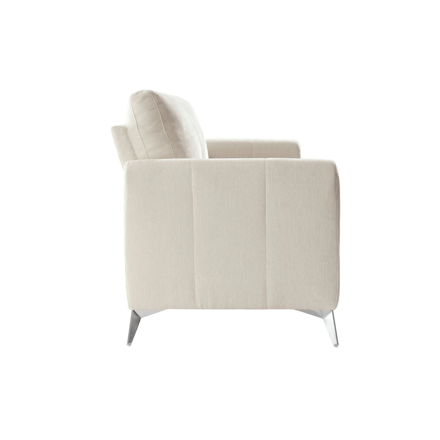 Noak 2-Seater Beige Woven Fabric Sofa With Chrome Legs 9 Noak 2-Seater Beige Woven Fabric Sofa With Chrome Legs - Image 9