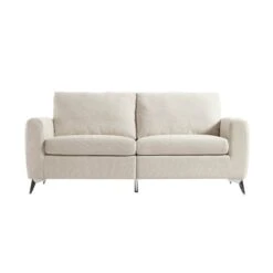 Noak 3-Seater Beige Woven Fabric Sofa With Chrome Legs 17 Noak 3-Seater Beige Woven Fabric Sofa With Chrome Legs -Daals Store AYSF 014 BEIGE WOVEN 3ST WB1