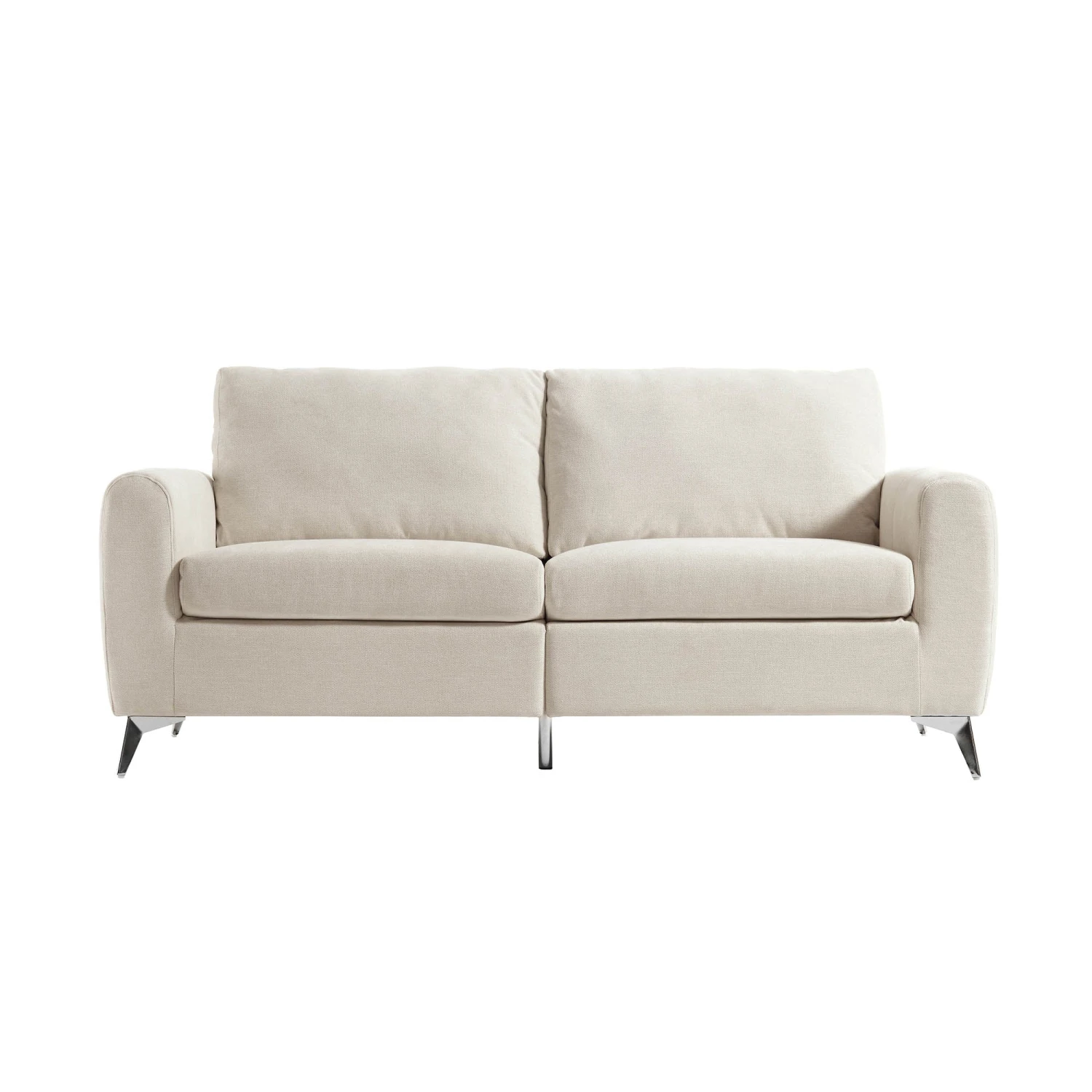 Noak 3-Seater Beige Woven Fabric Sofa With Chrome Legs 4 Noak 3-Seater Beige Woven Fabric Sofa With Chrome Legs - Image 4