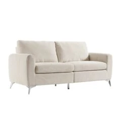 Noak 3-Seater Beige Woven Fabric Sofa With Chrome Legs 18 Noak 3-Seater Beige Woven Fabric Sofa With Chrome Legs -Daals Store AYSF 014 BEIGE WOVEN 3ST WB2