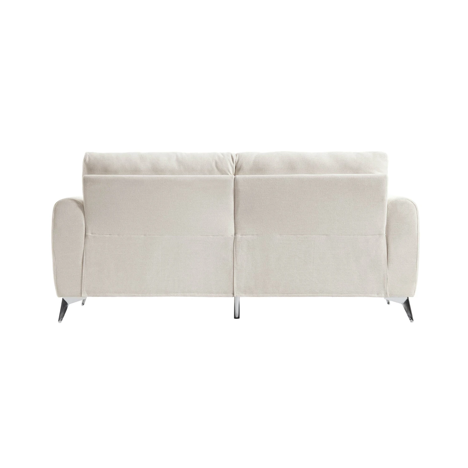 Noak 3-Seater Beige Woven Fabric Sofa With Chrome Legs 7 Noak 3-Seater Beige Woven Fabric Sofa With Chrome Legs - Image 7