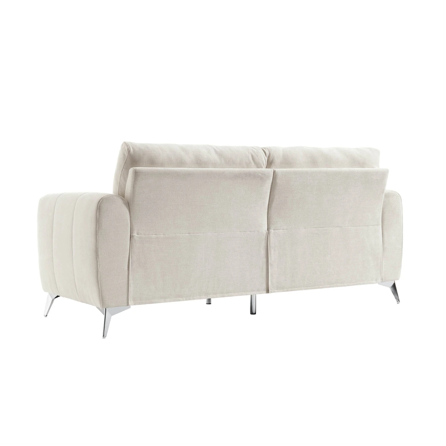 Noak 3-Seater Beige Woven Fabric Sofa With Chrome Legs 8 Noak 3-Seater Beige Woven Fabric Sofa With Chrome Legs - Image 8