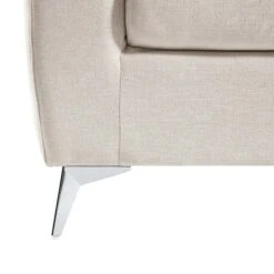 Noak 3-Seater Beige Woven Fabric Sofa With Chrome Legs 25 Noak 3-Seater Beige Woven Fabric Sofa With Chrome Legs -Daals Store AYSF 014 BEIGE WOVEN 3ST detail2
