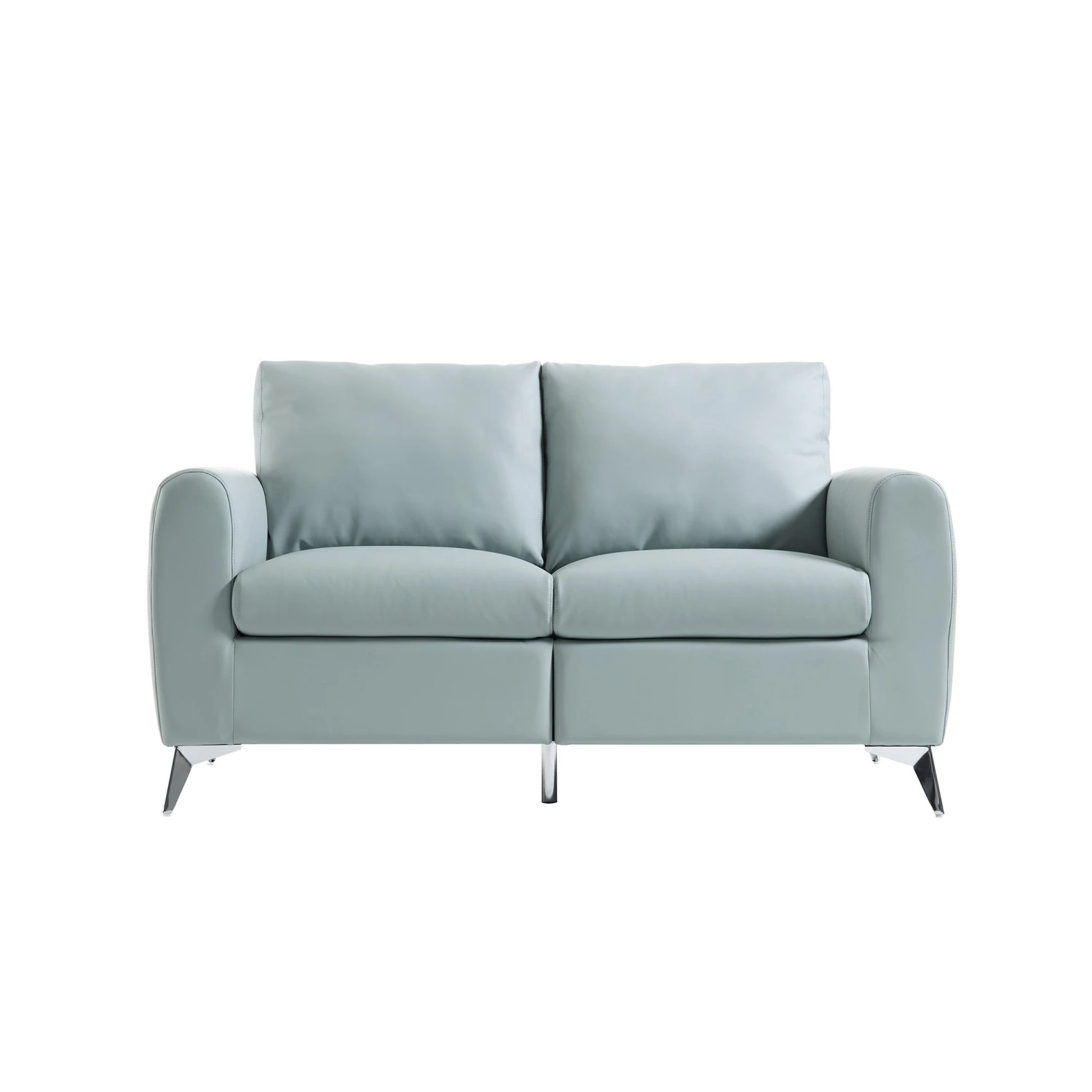 Noak 2-Seater Grey Faux Leather Sofa With Chrome Legs 4 Noak 2-Seater Grey Faux Leather Sofa With Chrome Legs - Image 4