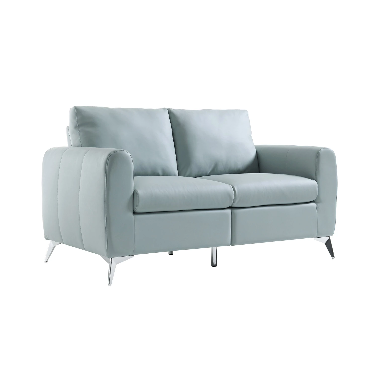 Noak 2-Seater Grey Faux Leather Sofa With Chrome Legs 5 Noak 2-Seater Grey Faux Leather Sofa With Chrome Legs - Image 5