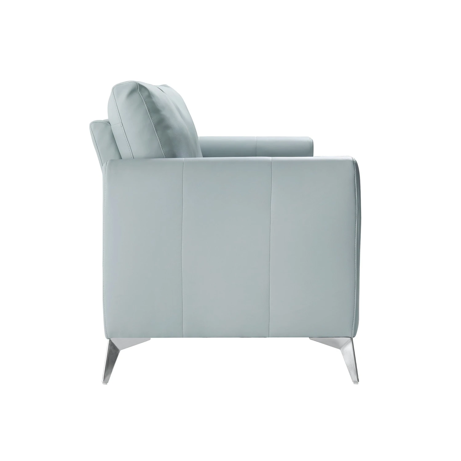 Noak 2-Seater Grey Faux Leather Sofa With Chrome Legs 7 Noak 2-Seater Grey Faux Leather Sofa With Chrome Legs - Image 7