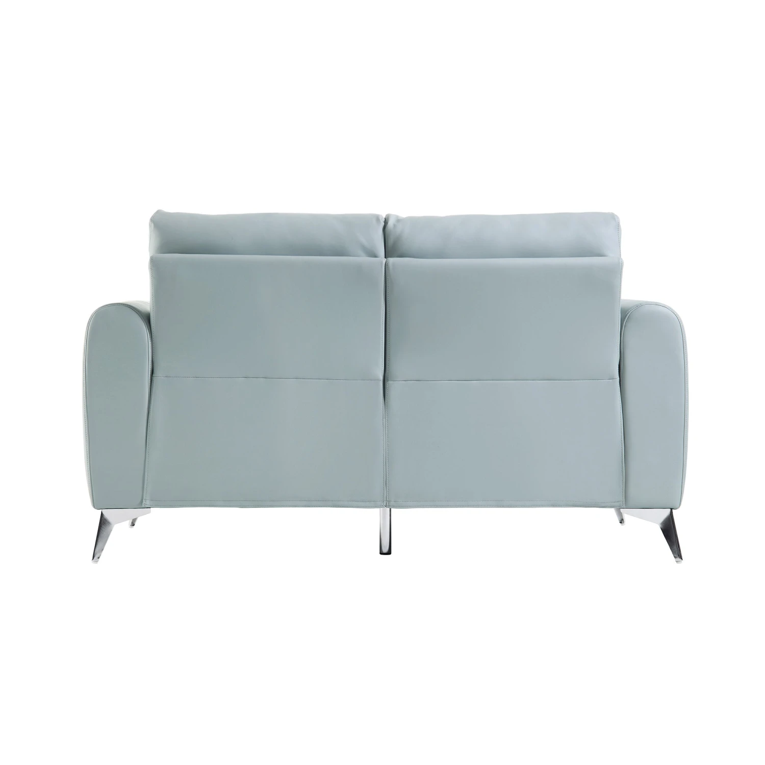 Noak 2-Seater Grey Faux Leather Sofa With Chrome Legs 10 Noak 2-Seater Grey Faux Leather Sofa With Chrome Legs - Image 10