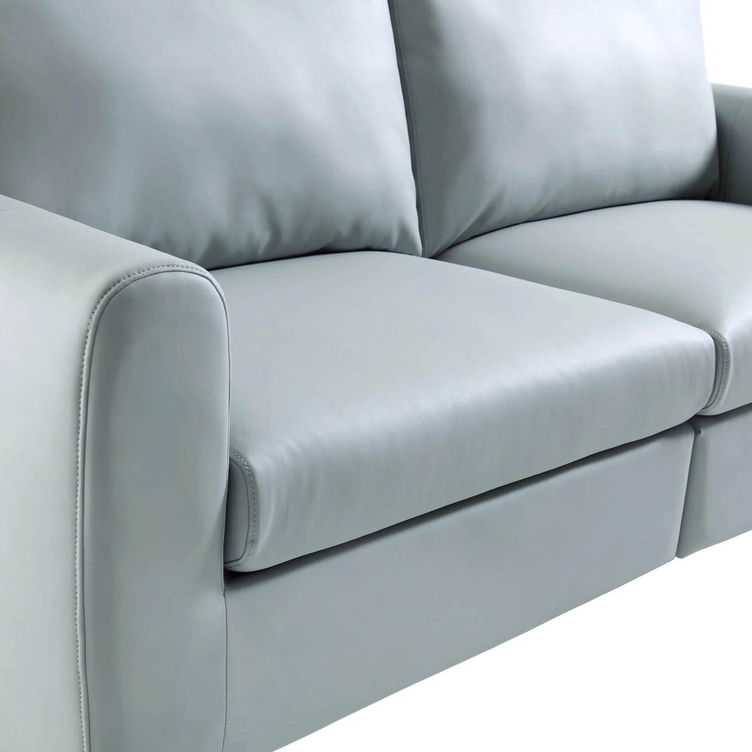 Noak 2-Seater Grey Faux Leather Sofa With Chrome Legs 13 Noak 2-Seater Grey Faux Leather Sofa With Chrome Legs - Image 13