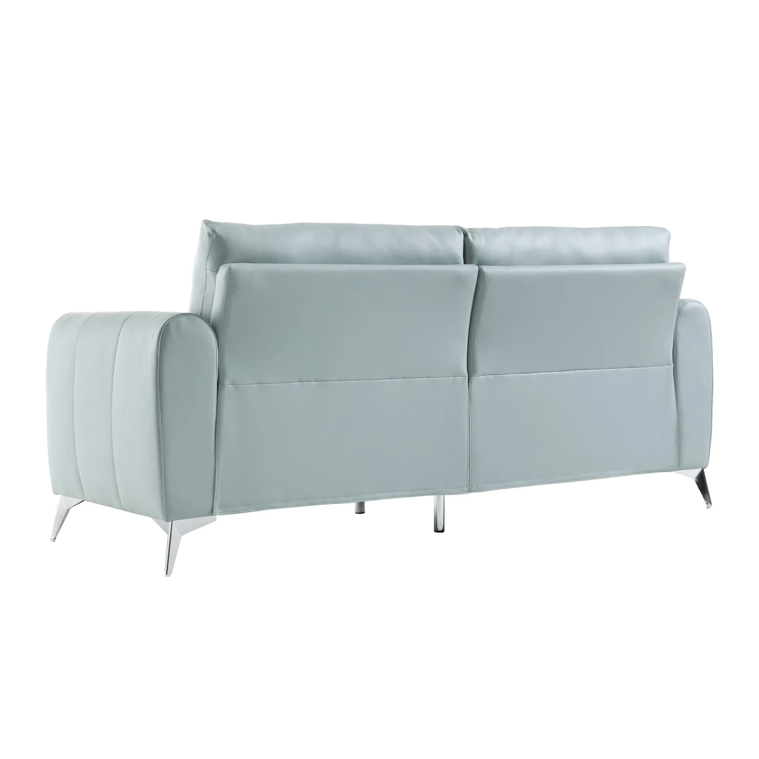 Noak 3-Seater Grey Faux Leather Sofa With Chrome Legs 8 Noak 3-Seater Grey Faux Leather Sofa With Chrome Legs - Image 8