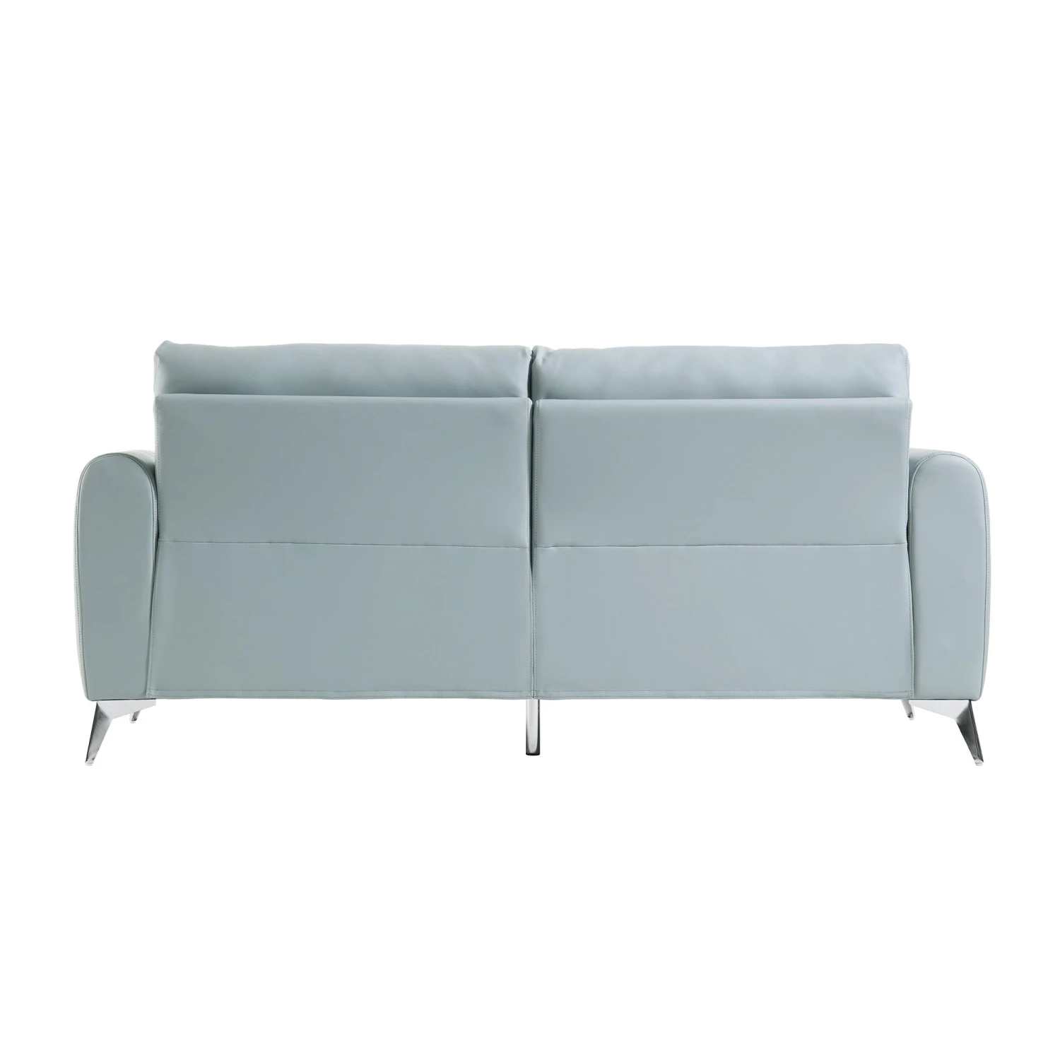 Noak 3-Seater Grey Faux Leather Sofa With Chrome Legs 9 Noak 3-Seater Grey Faux Leather Sofa With Chrome Legs - Image 9