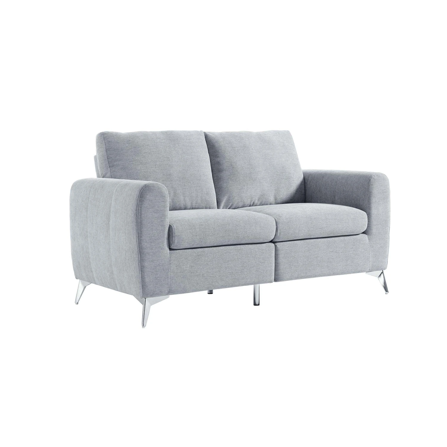 Noak 2-Seater Grey Woven Fabric Sofa With Chrome Legs 5 Noak 2-Seater Grey Woven Fabric Sofa With Chrome Legs - Image 5