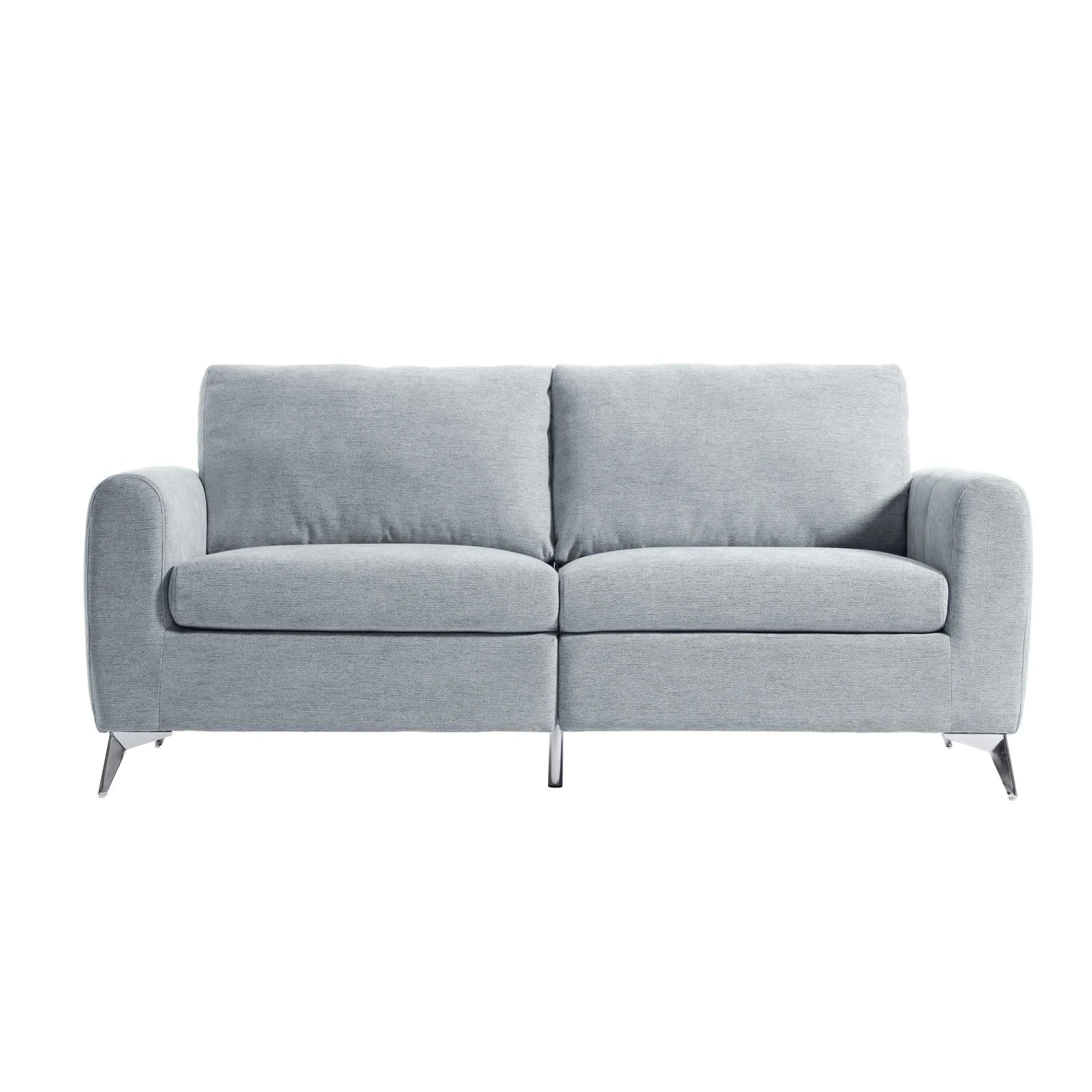 Noak 3-Seater Grey Woven Fabric Sofa With Chrome Legs 4 Noak 3-Seater Grey Woven Fabric Sofa With Chrome Legs - Image 4