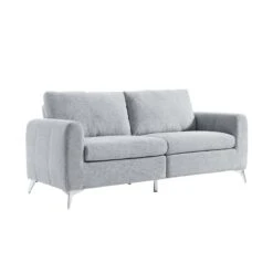 Noak 3-Seater Grey Woven Fabric Sofa With Chrome Legs 18 Noak 3-Seater Grey Woven Fabric Sofa With Chrome Legs -Daals Store AYSF 014 GREY WOVEN 3ST WB2