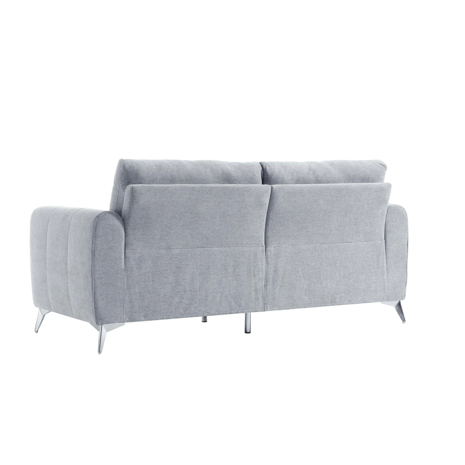 Noak 3-Seater Grey Woven Fabric Sofa With Chrome Legs 7 Noak 3-Seater Grey Woven Fabric Sofa With Chrome Legs - Image 7