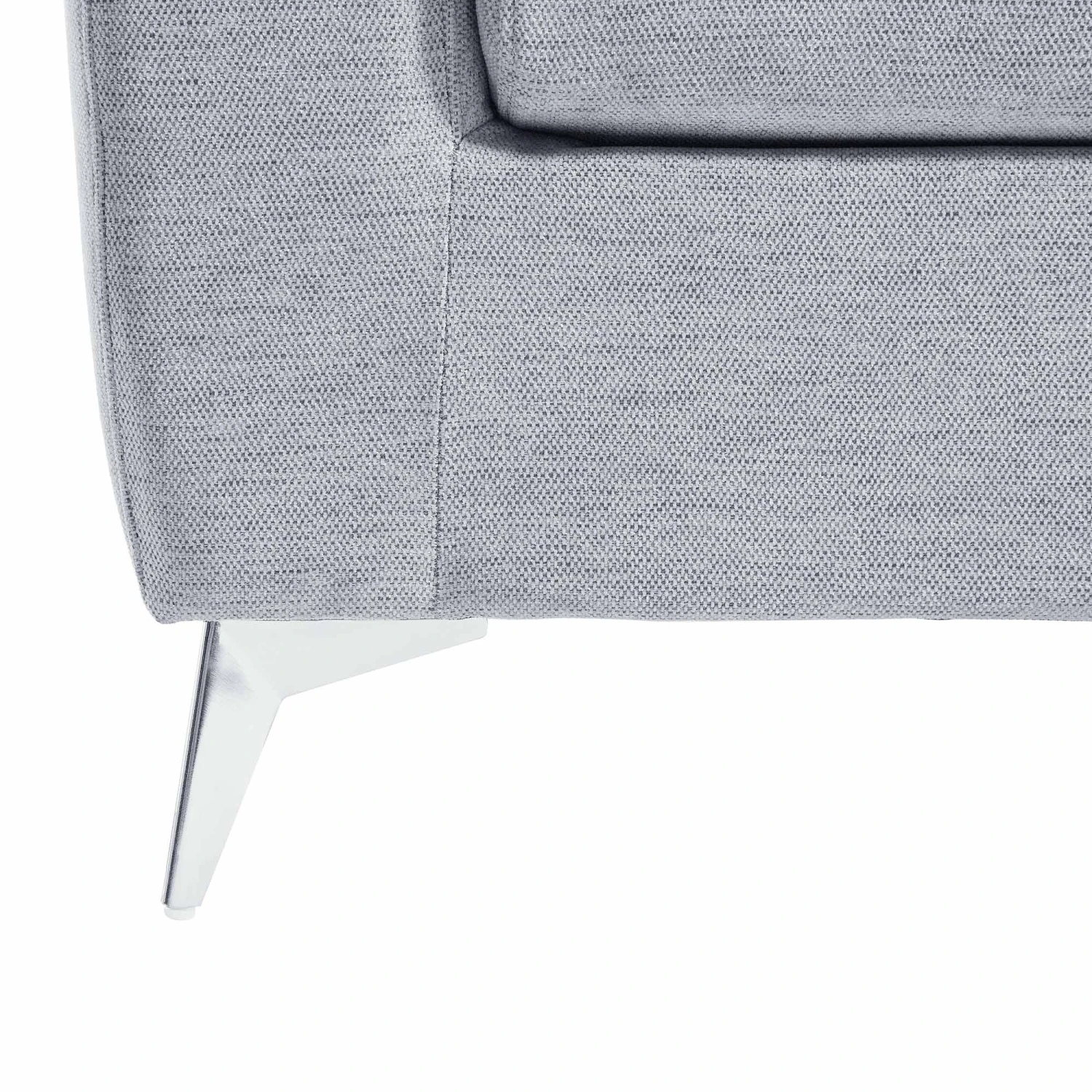 Noak 3-Seater Grey Woven Fabric Sofa With Chrome Legs 13 Noak 3-Seater Grey Woven Fabric Sofa With Chrome Legs - Image 13